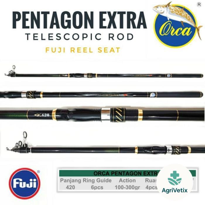 Joran Pancing Surf Pinggir Pantai Orca Pentagon Extra 390 420 Fuji Dan Non Fuji Bahan Carbon Action 