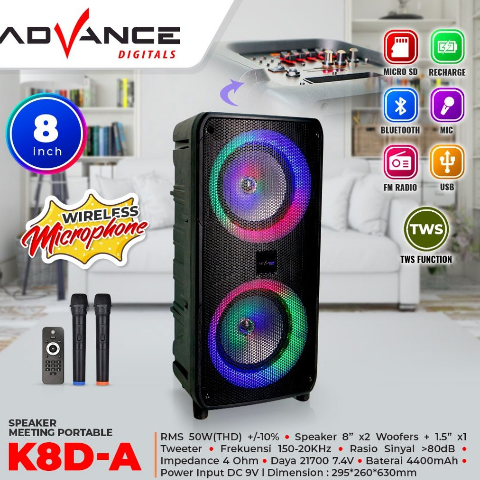 Advance Digitals Audio Speaker Portable Wireless Bluetooth Meeting Karaoke - K8D Series K8D/A/B/C/E 
