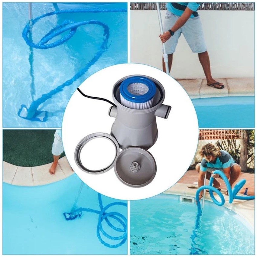 Pompa Filter Air Kolam Renang Portable Elektrik Penyaring Kotoran Kolam Ikan Hemat Energi 300 Gallon