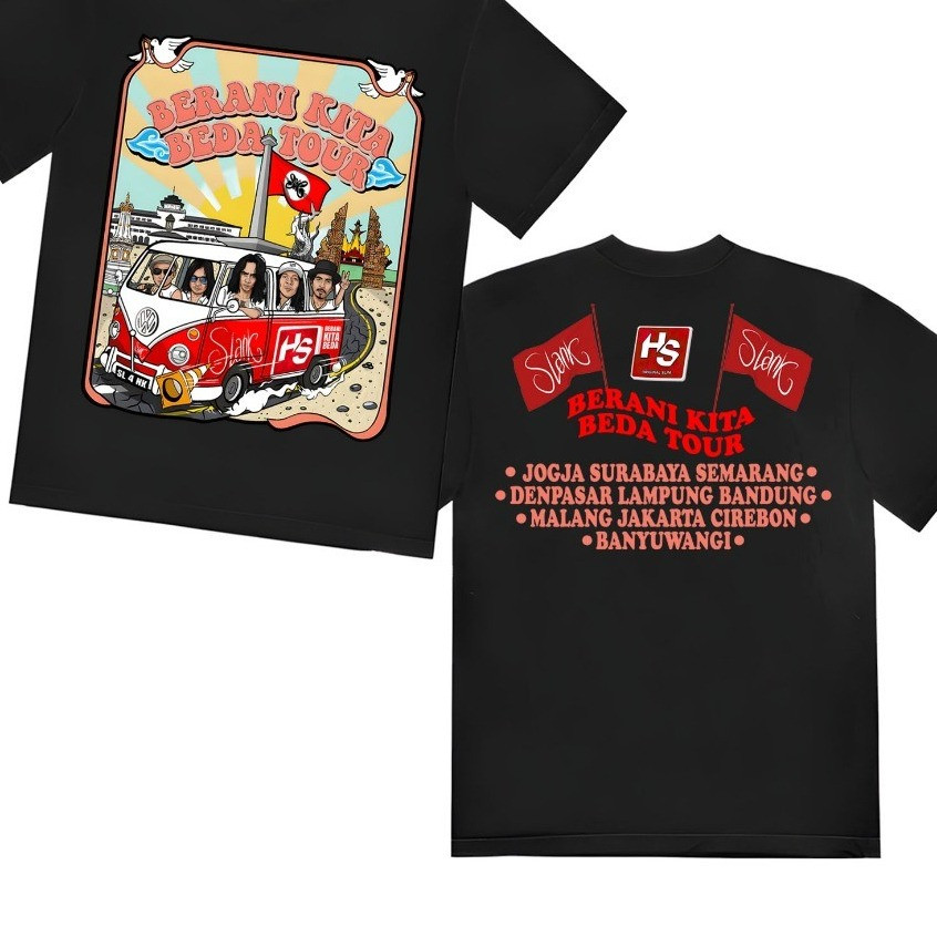 Kaos Slank Edisi Berani Kita Beda Tour x HS - Kaos Distro Slank Pria Wanita Unisex Hitam HS