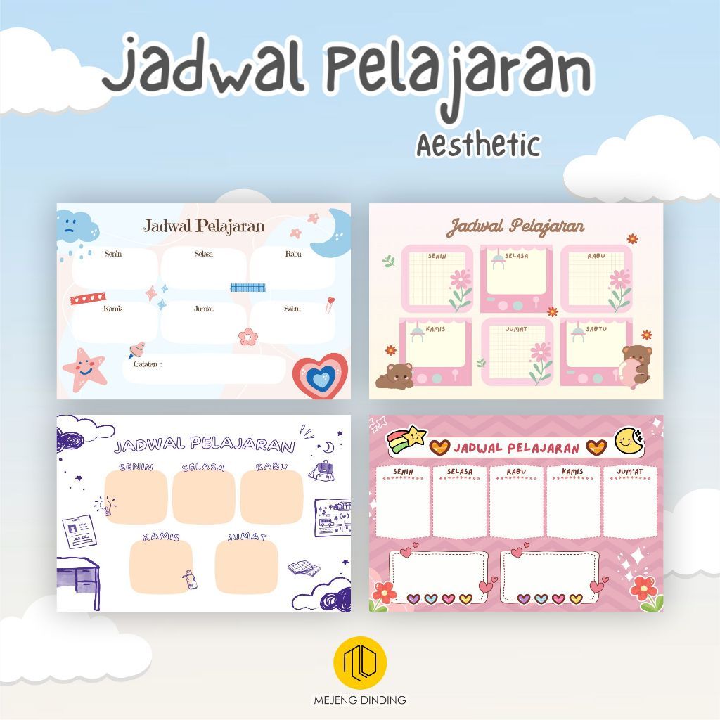 JADWAL PELAJARAN CUSTOM / JADWAL PELAJARAN AESTHETIC / POSTER PELAJARAN BEST SELLER / POSTER SEKOLAH