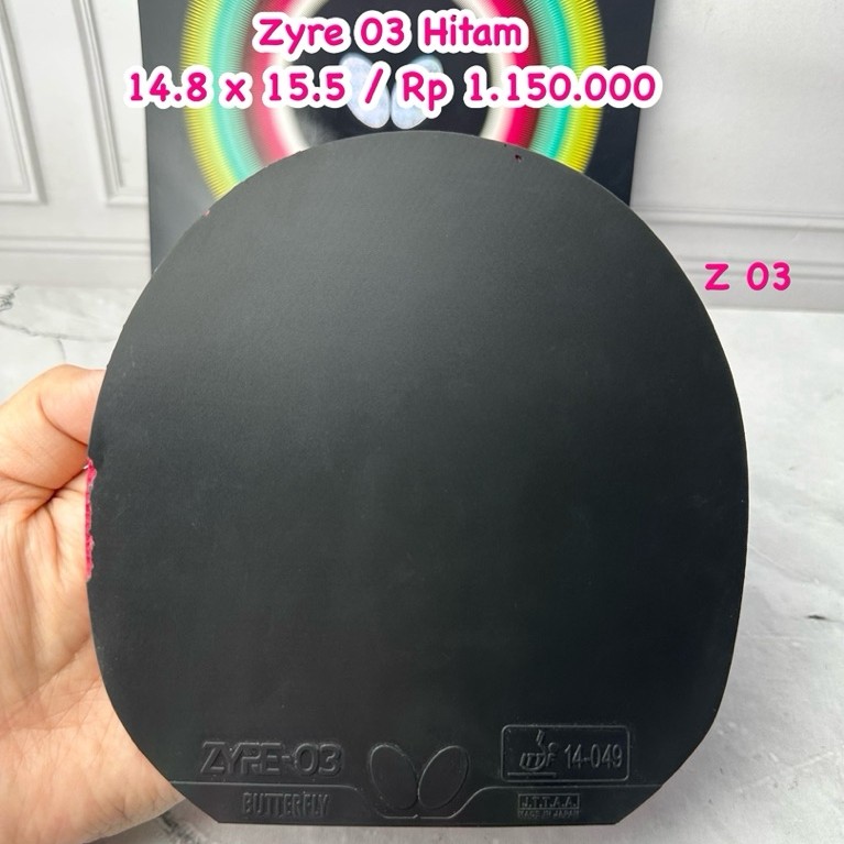 SECOND KARET PINGPONG TENIS MEJA BUTTERFLY ZYRE 03 WARNA HITAM ORIGINAL MARKET JEPANG
