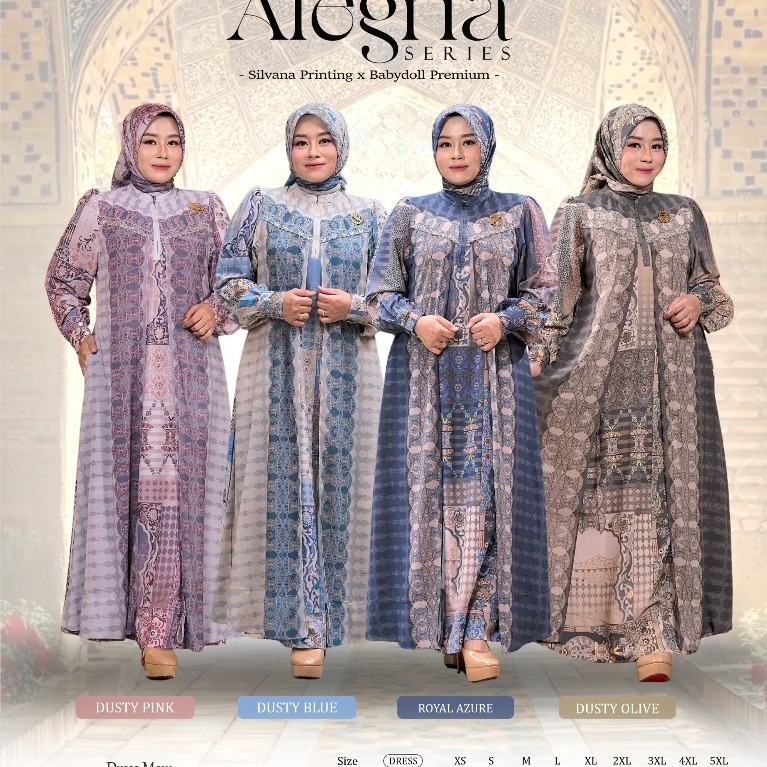 ALEGRIA MOM STYLE B by Zameera Ori Terbaru, Gamis Motif, Gamis Silvana Printing X Ceruty Babydoll Pr