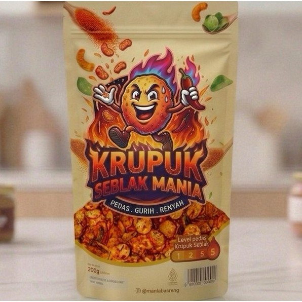 Kerupuk Seblak Campur Basreng Mania 200gr - Seblak Bantet Pedas Kencur Daun Jeruk Viral