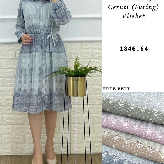 Tunik kemeja plisket tunik wanita motif