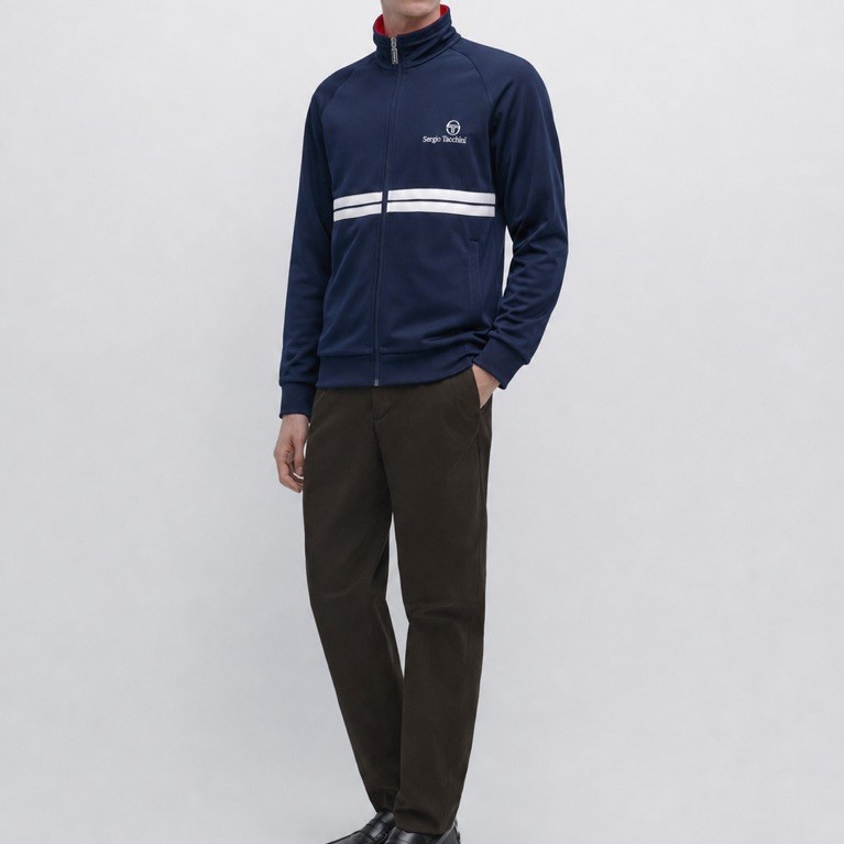 Sergio Tacchini Dallas Tracktop Jacket In Navy / White