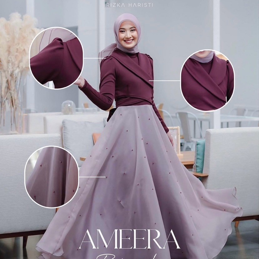 Dress Ameera Burgundy by Rizka Haristi [Preloved]