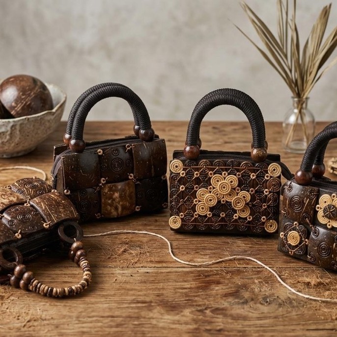Amzborneo.craft//Tas Batok Kelapa//Selempang Batok kelapa