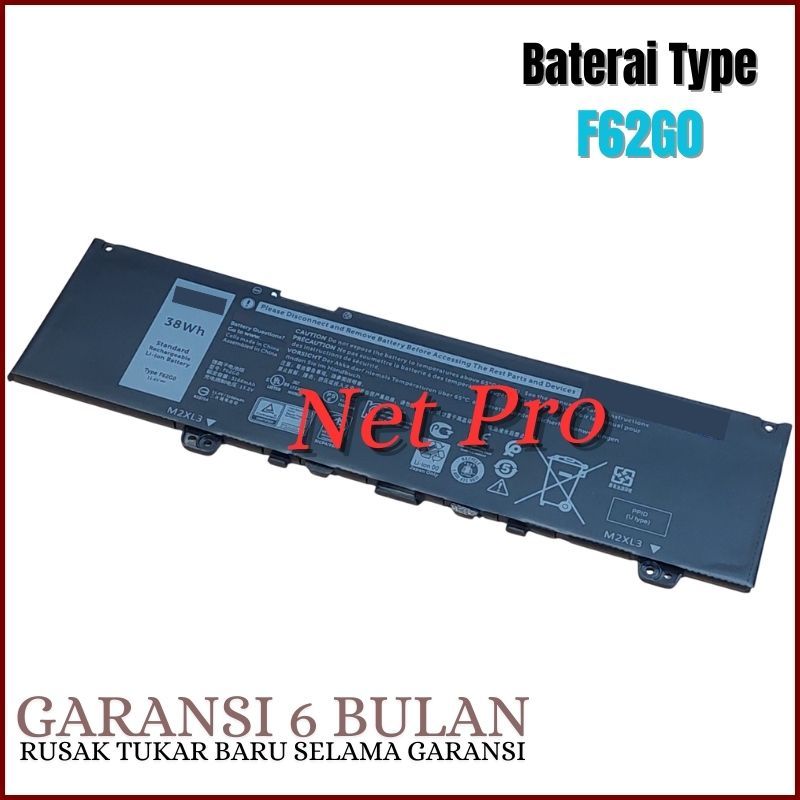 Baterai Laptop F62G0 For 13 7000 7380 7370 7386 7373 5370 Series F62G0 -NPRO