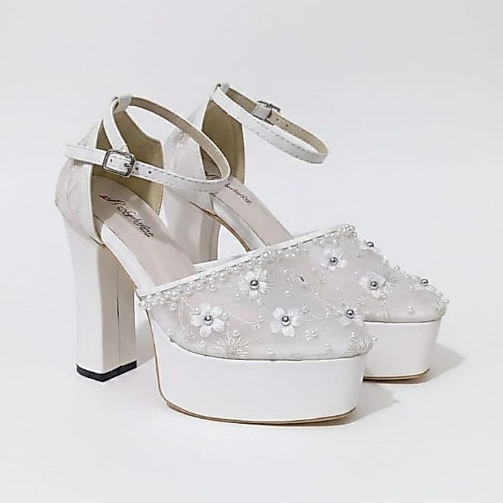 Arzeta Wedding shoes Sepatu pesta pengantin Hak Tahu Heels 12 cm Putih