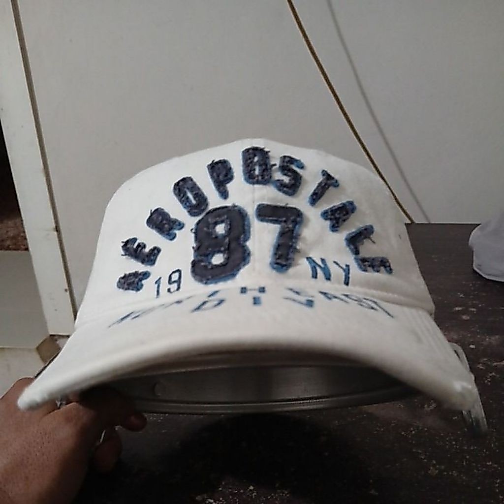Topi baseball built up tanpa jahitan samping bahan katun denim lembut model big logo rivet AEROPOSTA
