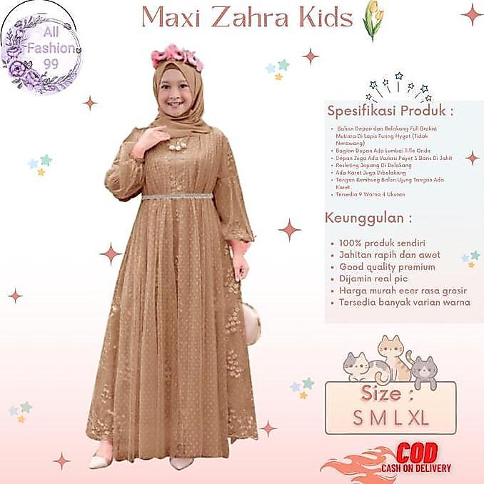 Alf-Pakaian Gamis Anak Perempuan Dan Remaja Terbaru Model Tangan Balon-Maxi Zahra Kids 3-14 Tahun-Ga