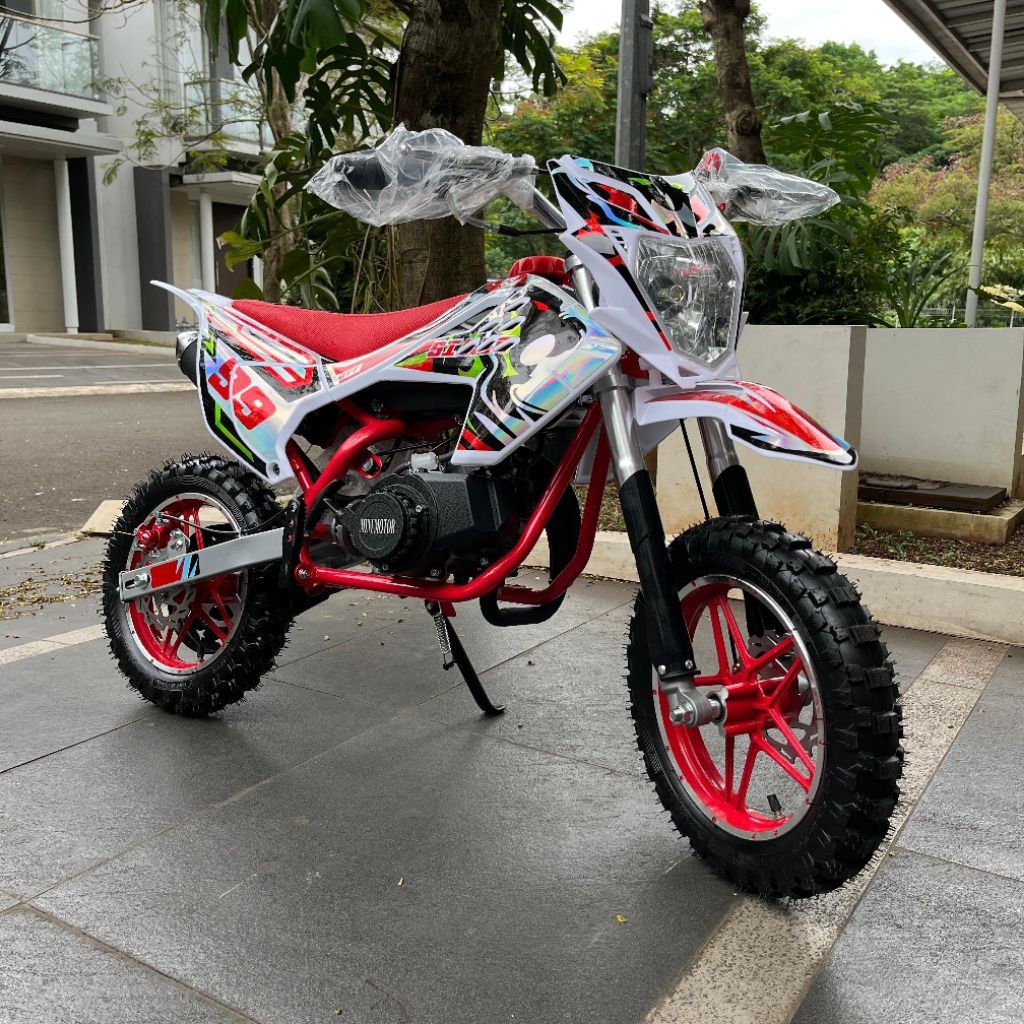 Motor Mini Trail - Dobel Starter - Lampu Depan -2 Knalpot - 2 Tak 50cc