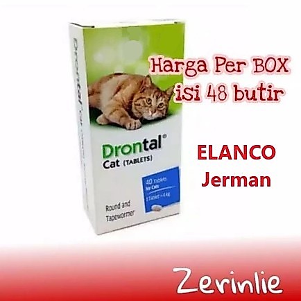 (TIDAK COD) Drontal Cat 1 BOX isi 48 tab / obat cacing kucing