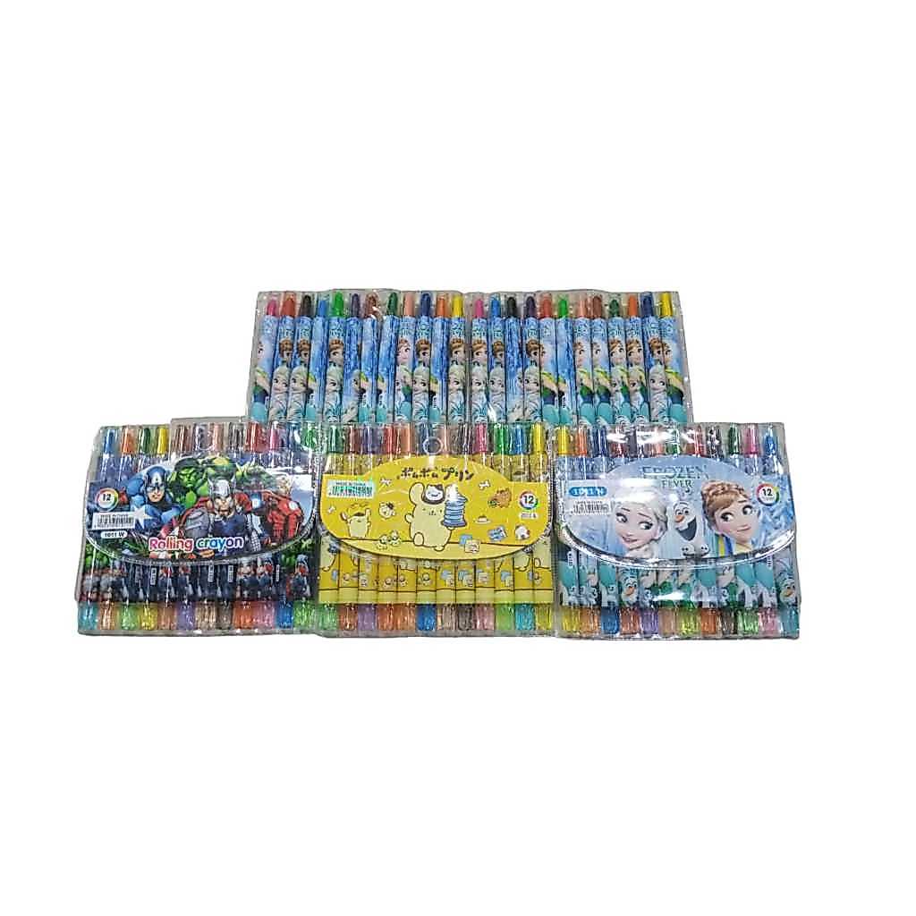 Crayon / Crayon Putar Pendek Karakter Murah 12 warna