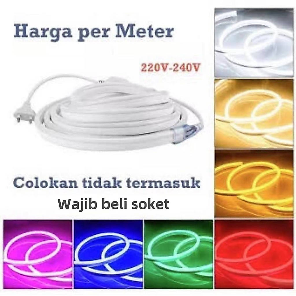 Lampu Led Neon Flex Selang 220V Meteran 1M-50M  Flexible Sign Strip Outdoor
