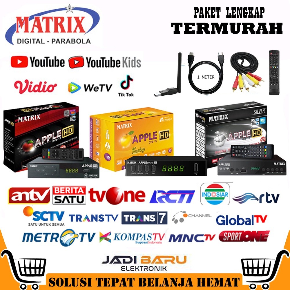 (Masa Kini) (READY COD) Set Top Box Tv Digital Matrix DVB T2 Apple HD EWS / Set Top Box Dvb t2 / Set