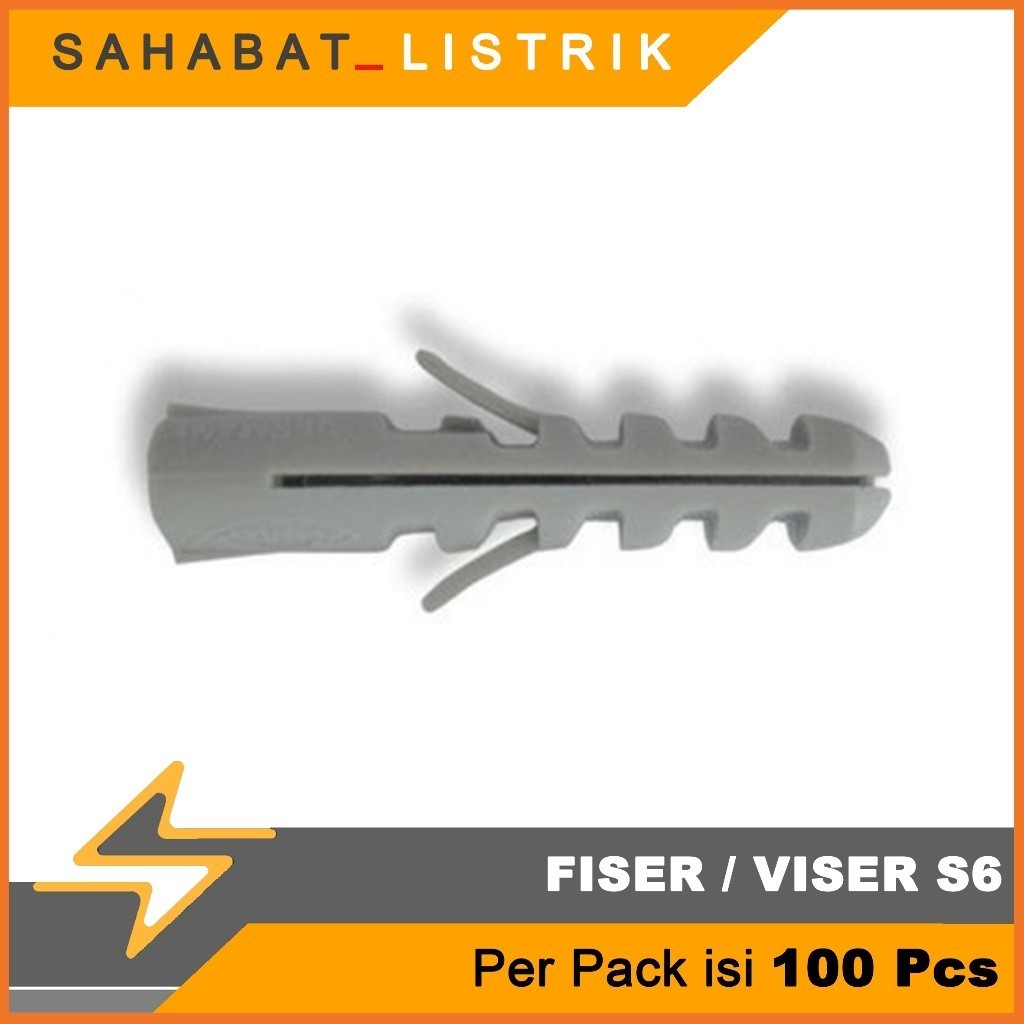 Viser S6 / S-6 Fiser Lubang Dinding 6mm isi 100 PCS