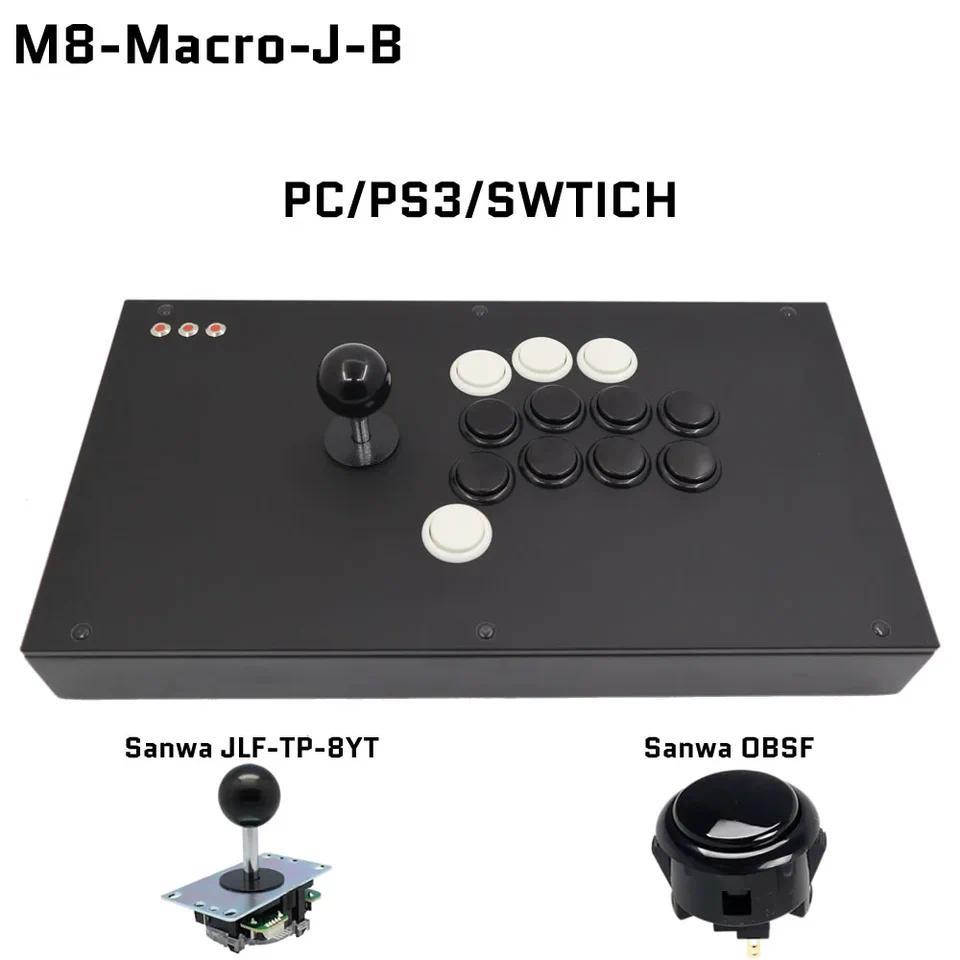 FightBox M8-macro Hitbox style Sanwa Korean joystick plug and play Game Controller with Macro Recorn