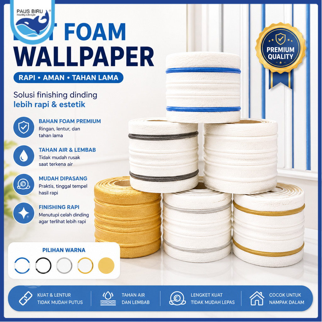 Paus Biru - List Foam Wallpaper Wall Border List Foam 3D List Dinding 2.3 Meter Wall Border Untuk Su