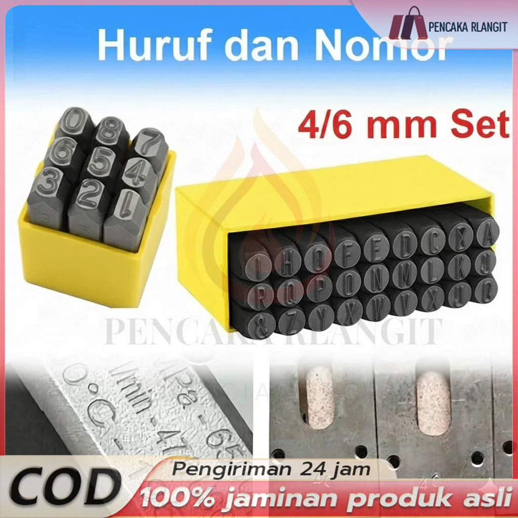 36pcs/Set Angka Dan Huruf Ketok Besi Numbers Alphabets Printing Tool Stempel Cetakan Ketok Huruf Nom