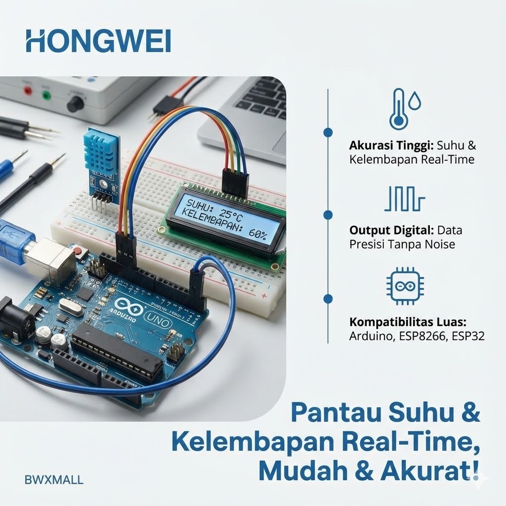 Sensor Suhu Kelembapan DHT11 HONGWEI Modul Termometer Digital Pendeteksi Panas untuk Komponen Mesin 