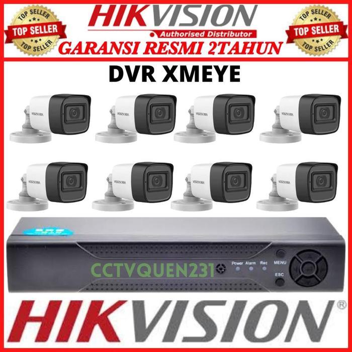 PAKET CCTV HIKVISION 8 CHANNEL DVR XMEYE 8 KAMERA TURBO HD 2MP KOMPLIT - TANPA HARDISK