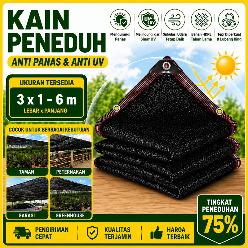Paranet 75% Jahit Mata Ayam | Paranet Jahit Lis Pinggir | Anti-UV Shade Net