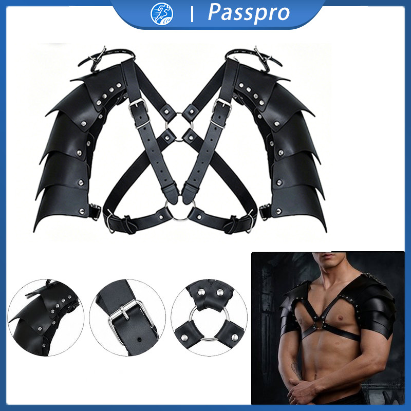 Harness Cosplay Universal Body Belt Aksesoris Kulit Adjustable Pria Wanita Halloween Bahu Armor Viki