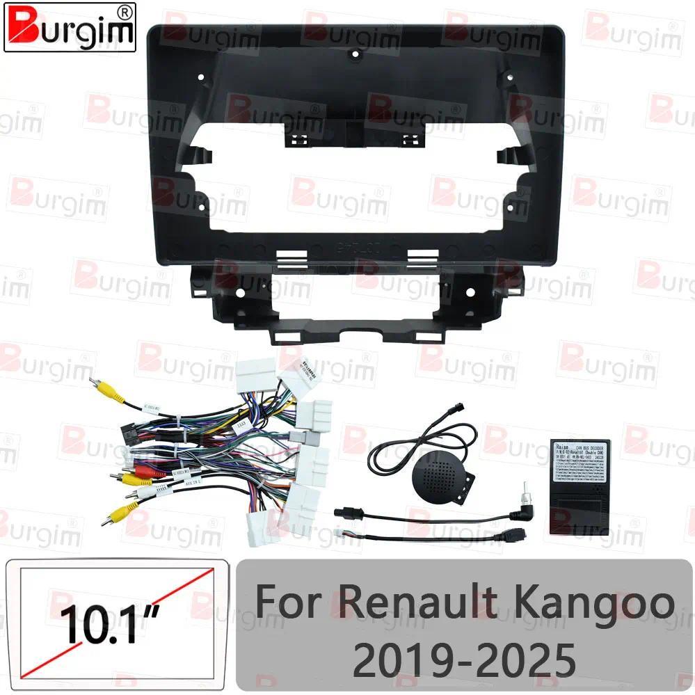 Car Rao Fascias Frame For Renault Kangoo 2019-2025 10 inch 2N Stereo Panel 16PIN Harness Wire Canbus