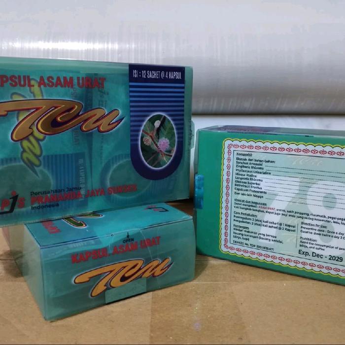 sesuai gambaar TCU Kapsul Asam Urat Isi 12 Sachet 4 Kapsul Obat Alami untuk Asam Urat Encok Sakit Pi
