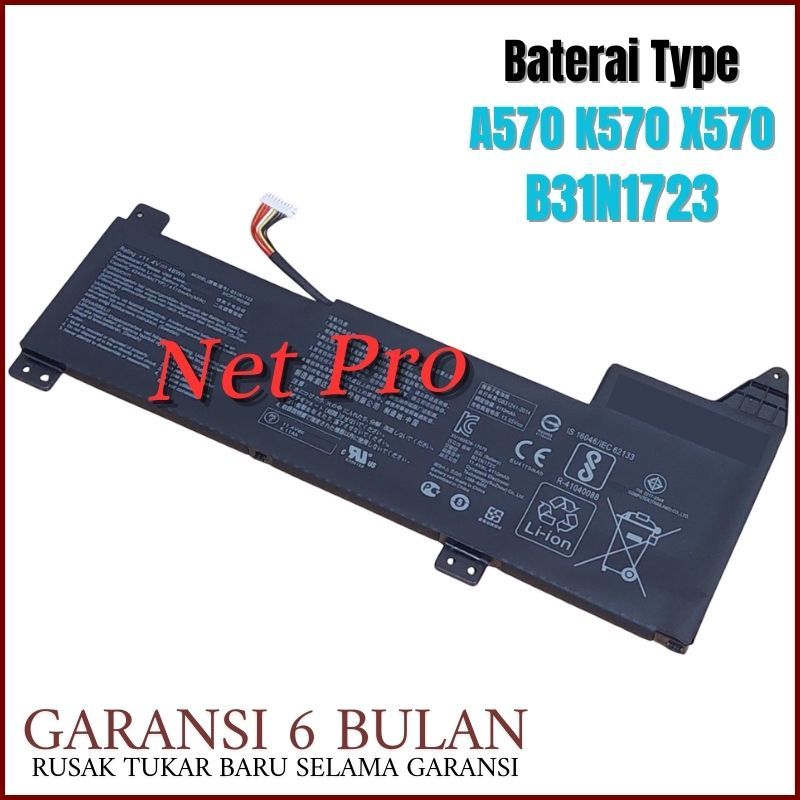 Baterai Laptop Asus X570ZD X570FD FX570ZD-DM196T FX570UD-I7G1050 B31N1723 -NPRO