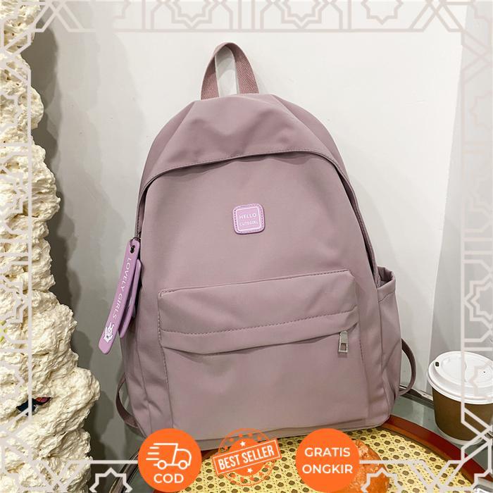 Tas Ransel Pastel Riby Korean Nilon backpack Import polos Tas sekolah laptop lucu kuliah remaja - Li