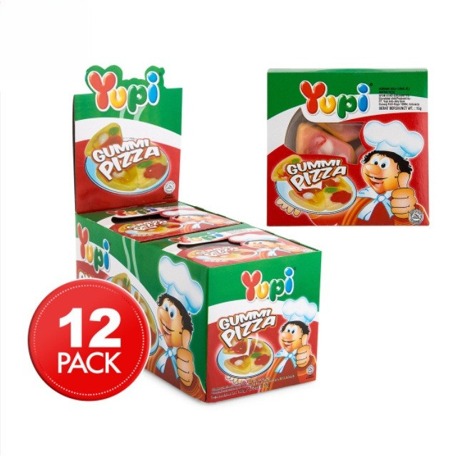 [1 BOX] Yupi Pizza Isi 12 Pcs - Permen Gummy Jelly Bentuk Pizza Mini --