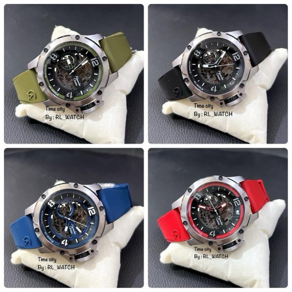 Jam Pria Alexandre Christie AC6295 Karet Titanium Automatic