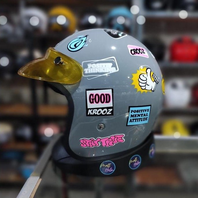 Helm Bogo Retro Rsix R Six R-Six Guardia Motif Pet Transparan
