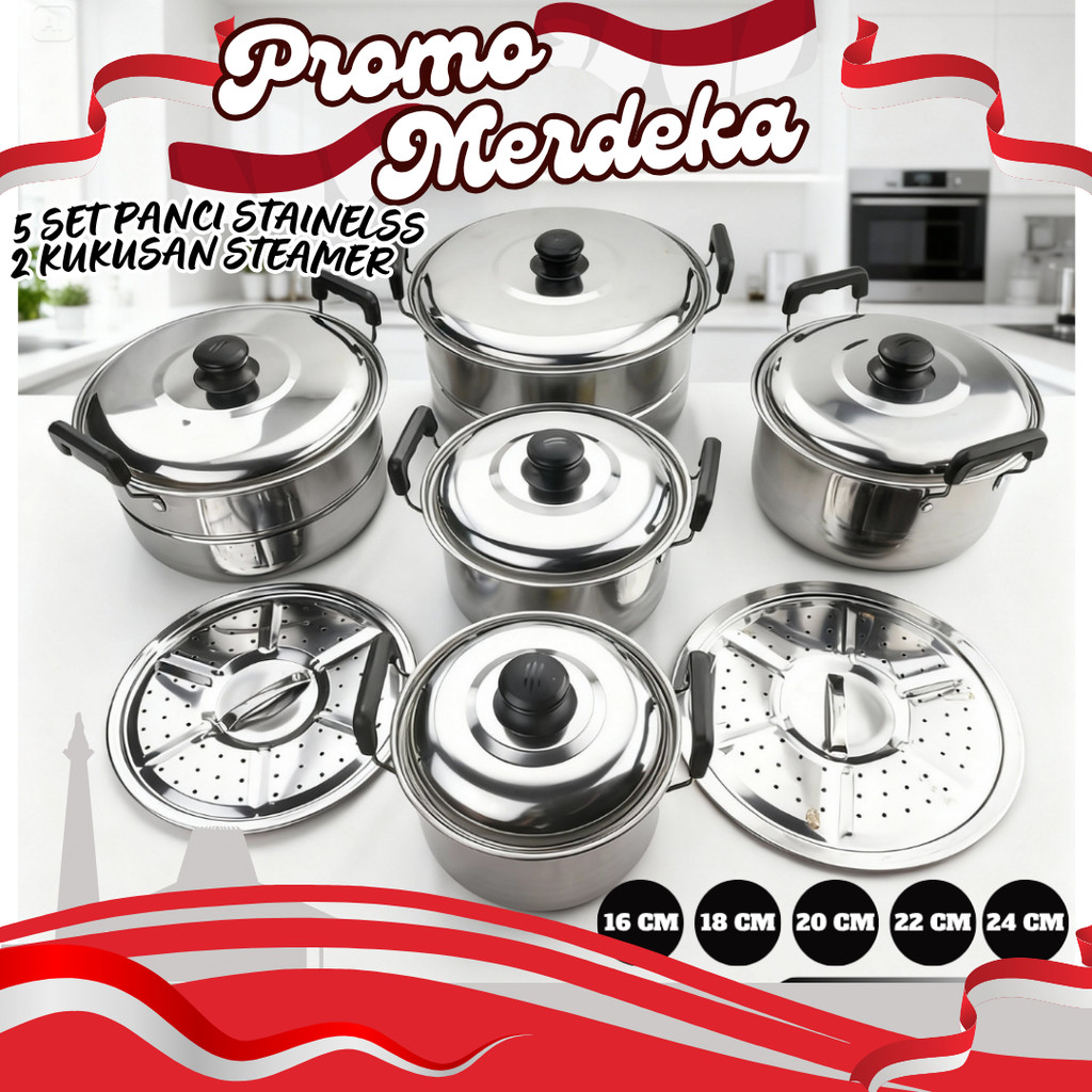 COMBO MERDEKA. (PANCI 5 SET, 5 UKURAN EXTRA 2 KUKUSAN) KUALITAS TERJAMIN TERLARIS