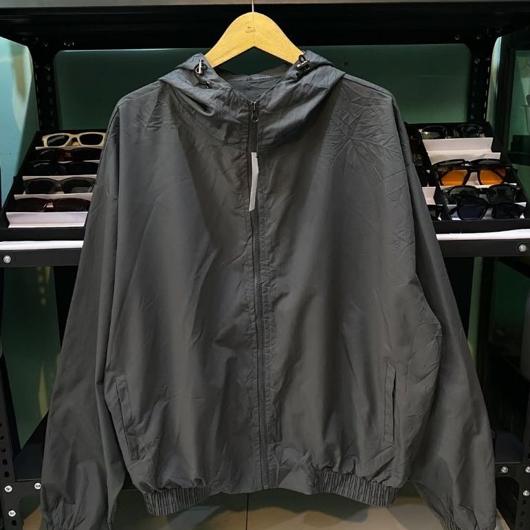 Windbreaker jacket oversize dark grey basic