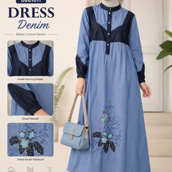 Myrin 0801011 Gamis Denim Bordir
