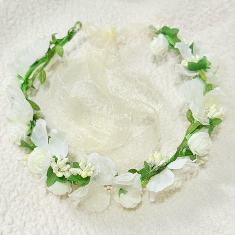 PRELOVED HIASAN KEPALA BUNGA PUTIH - FLOWER CROWN WHITE