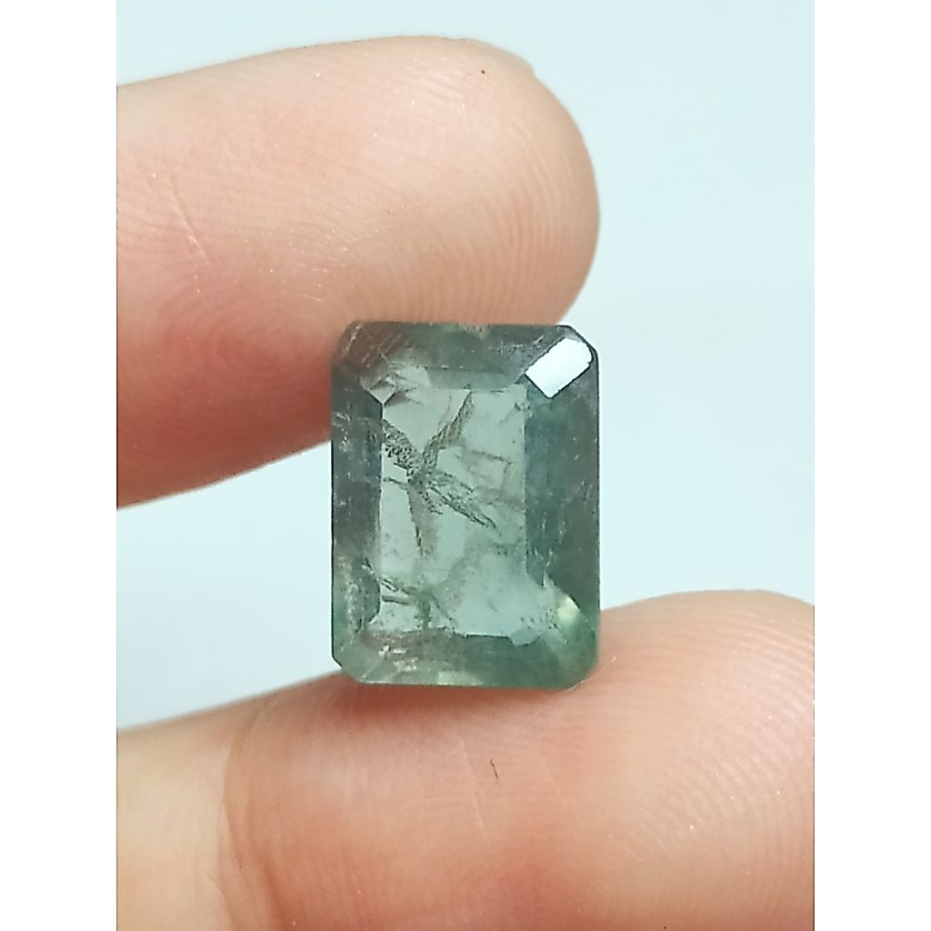 Natural Fluorite 13 x 10 x 6 mm 8,9 ct hijau octagon cutting kode 80