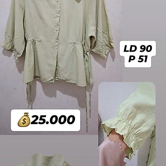 preloved pakaian wanita blouse sage bahan katun