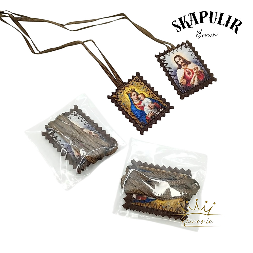 New Product Skapulir Ktolik Brown | Skapulir Kalung Katolik | Skapulir Coklat