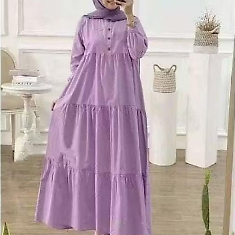 Terbaru Dress Rayon//Gamis Polos//Gamis Susun Rempel//Bahan Cotton Rayon