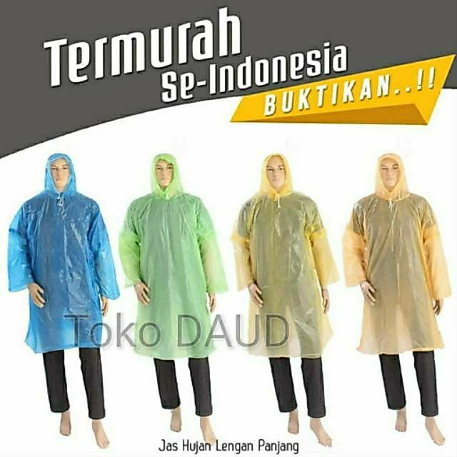 Jas Hujan Plastik Murah Poncho Lengan Plastik Motif Bintang & Polkadot APD HAZMAT