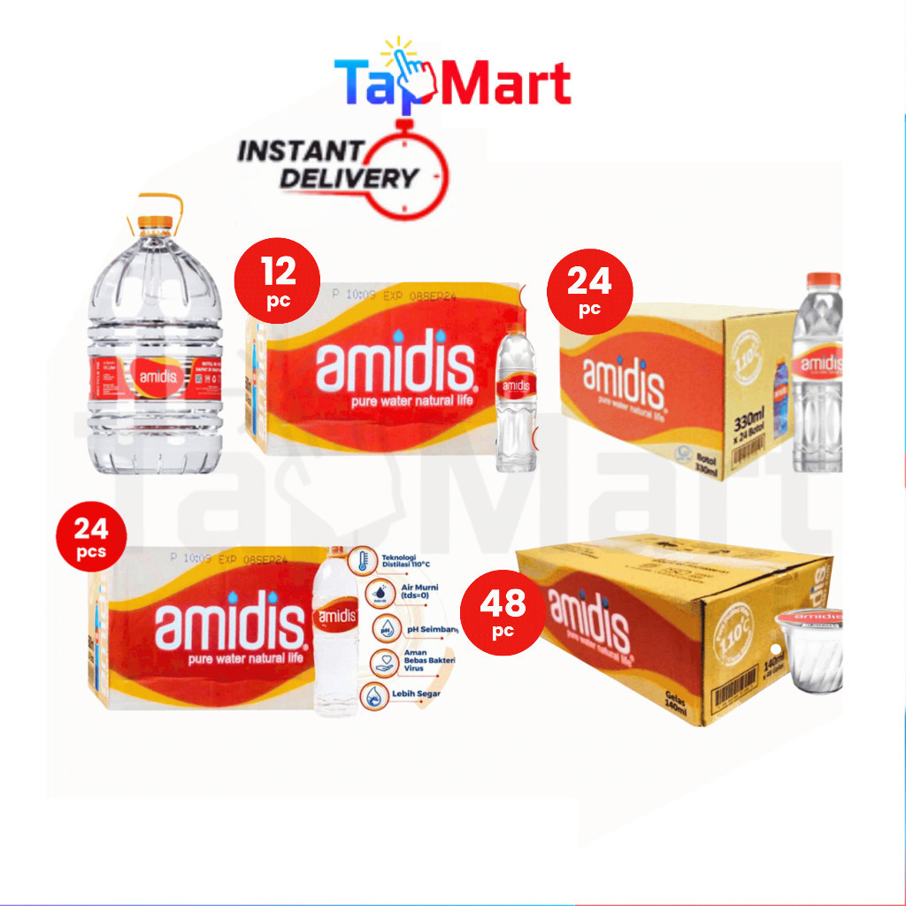 TapMart - Amidis Galon 15 Liter Air Minum Distilasi Kemasan 140 ml 330 ml  600 ml 1500 ml Isi 12 dan