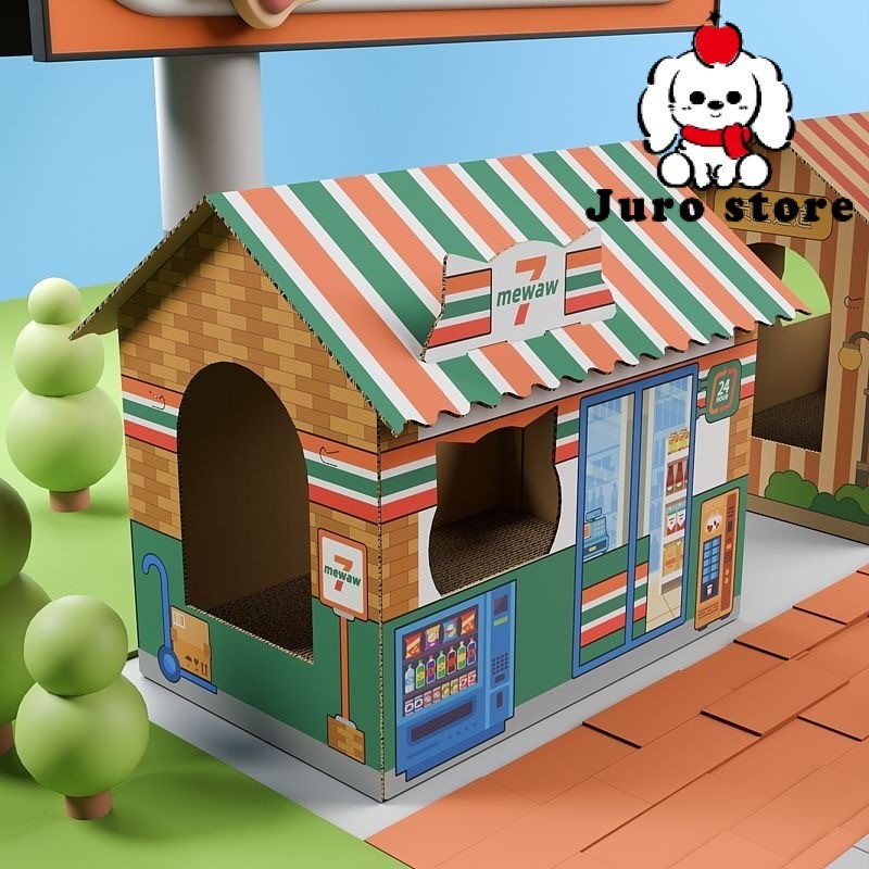 [Fast PO] JURO Cardboard Cat House/ Rumah Kucing Kardus Pet House