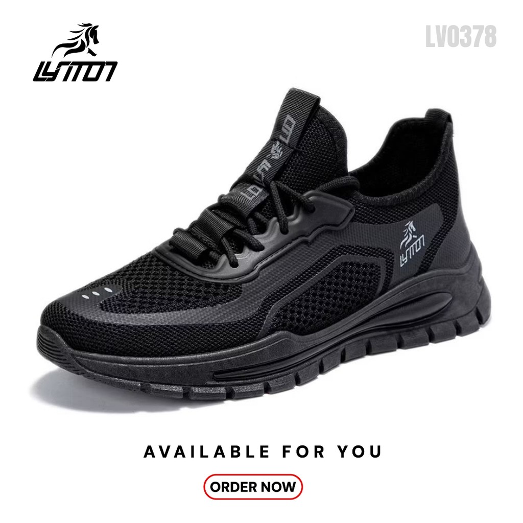 LYT Minho Sepatu Sneakers Pria Casual Sepatu Sport Hitam LV0378
