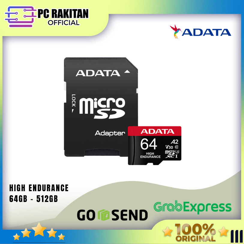ADATA MICROSD HIGH ENDURANCE UHS-I V30 A2 + ADAPTER (64GB/128GB/256GB/512GB)