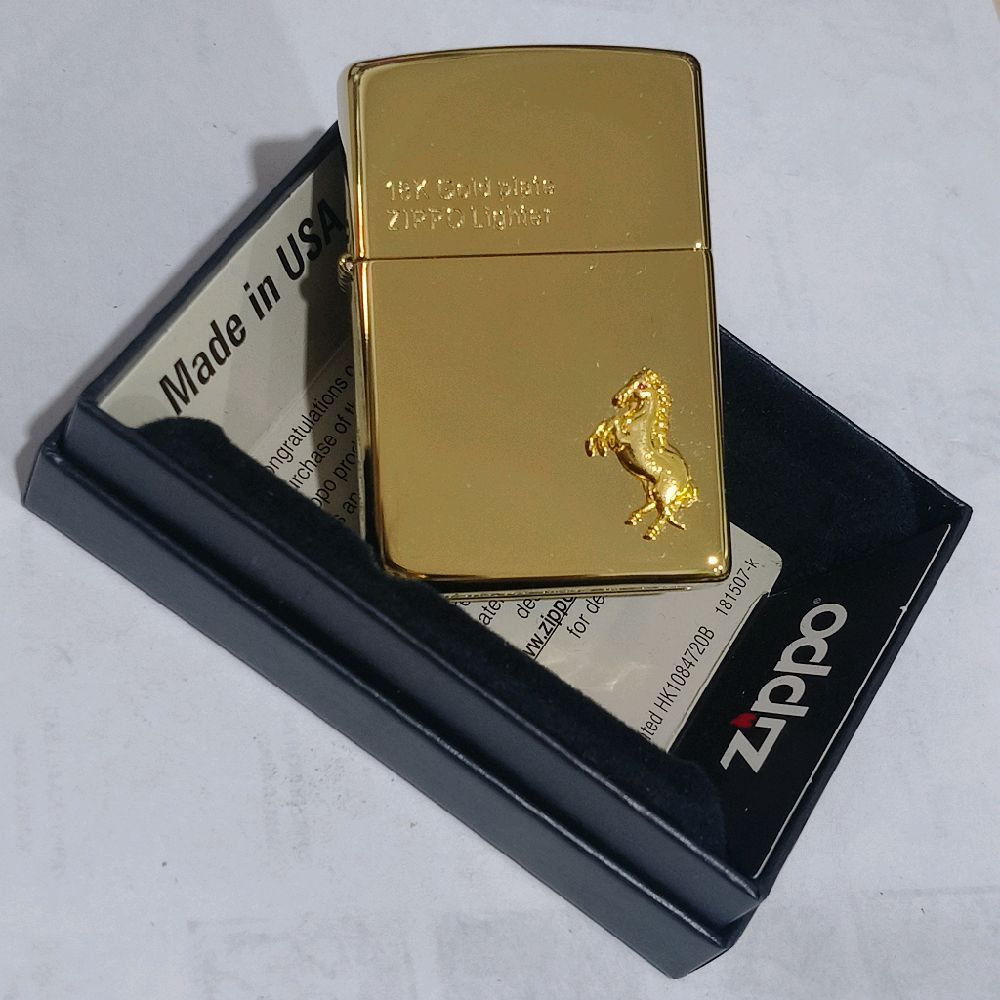 ZIPPO LITTLE HORSE 18K GOLD PLATE ORIGINAL